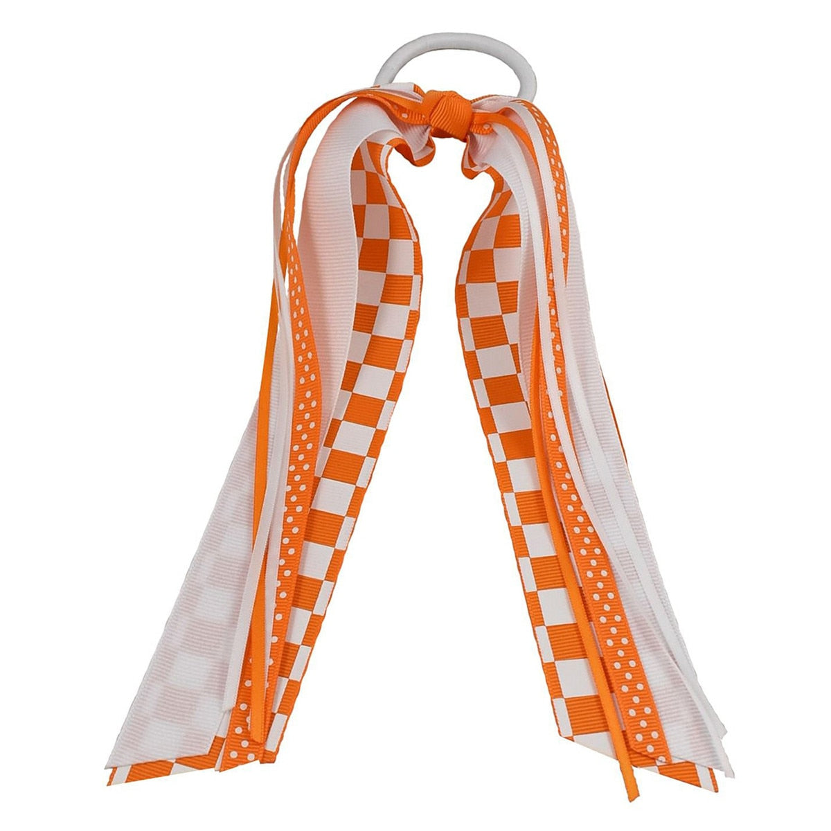  Ponytail Holder With Checkerboard Streamers