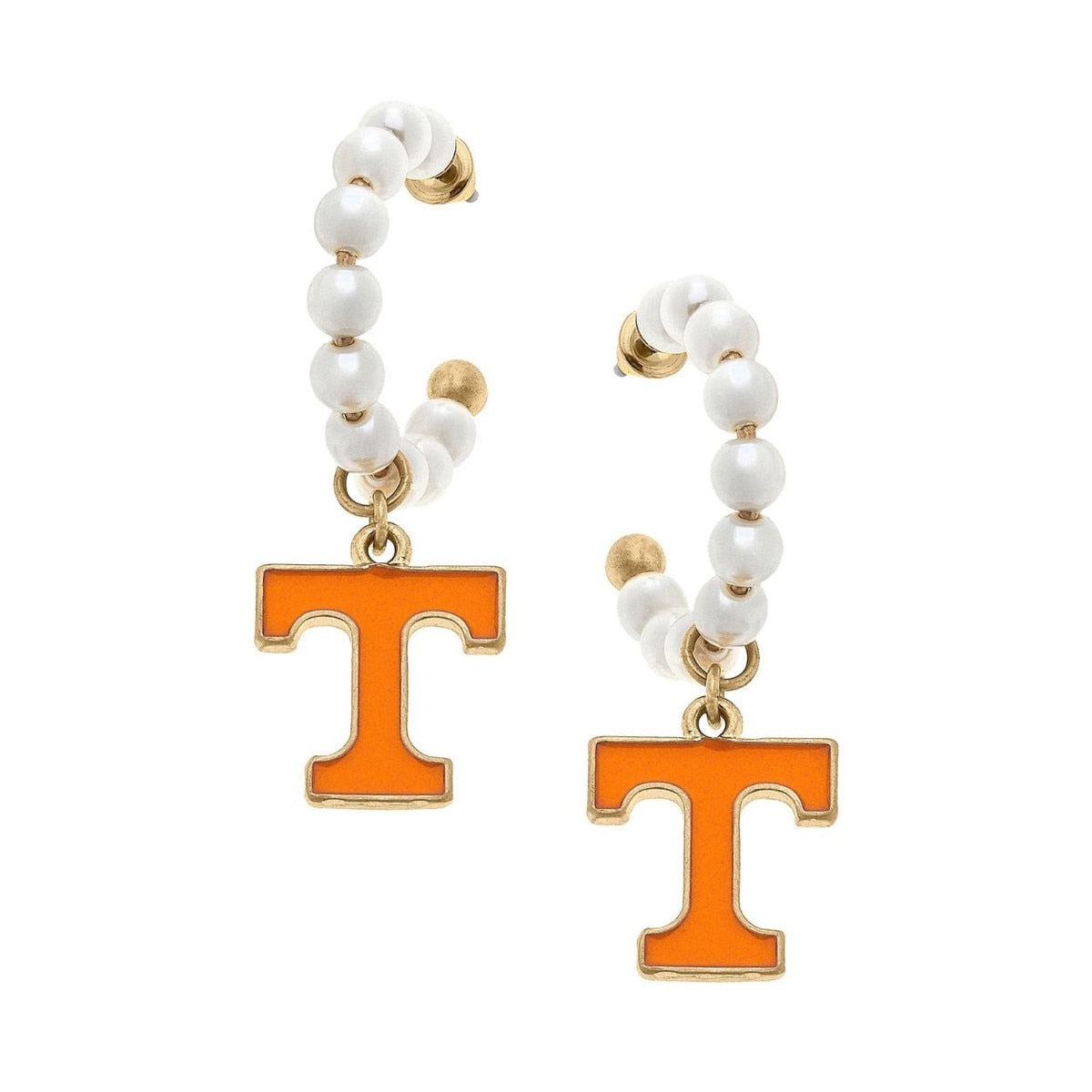  Pearl Bead Power T Hoop Earrings